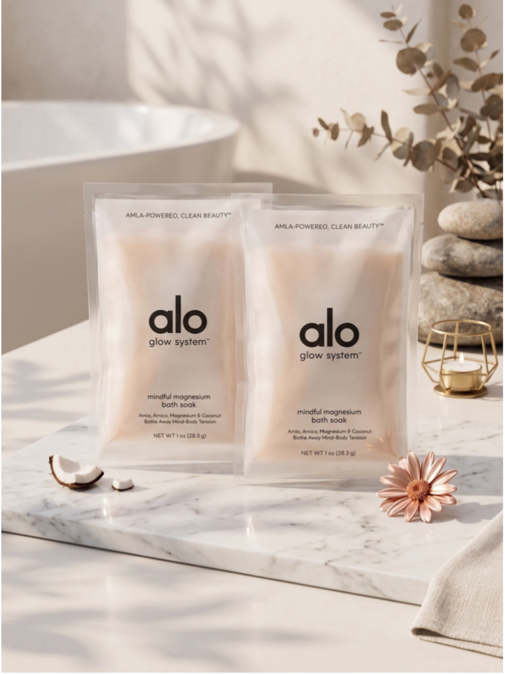 Alo Glow System Mindful Magnesium Bath Soak 1 oz Amla Arnica Coconut New 2 Pack